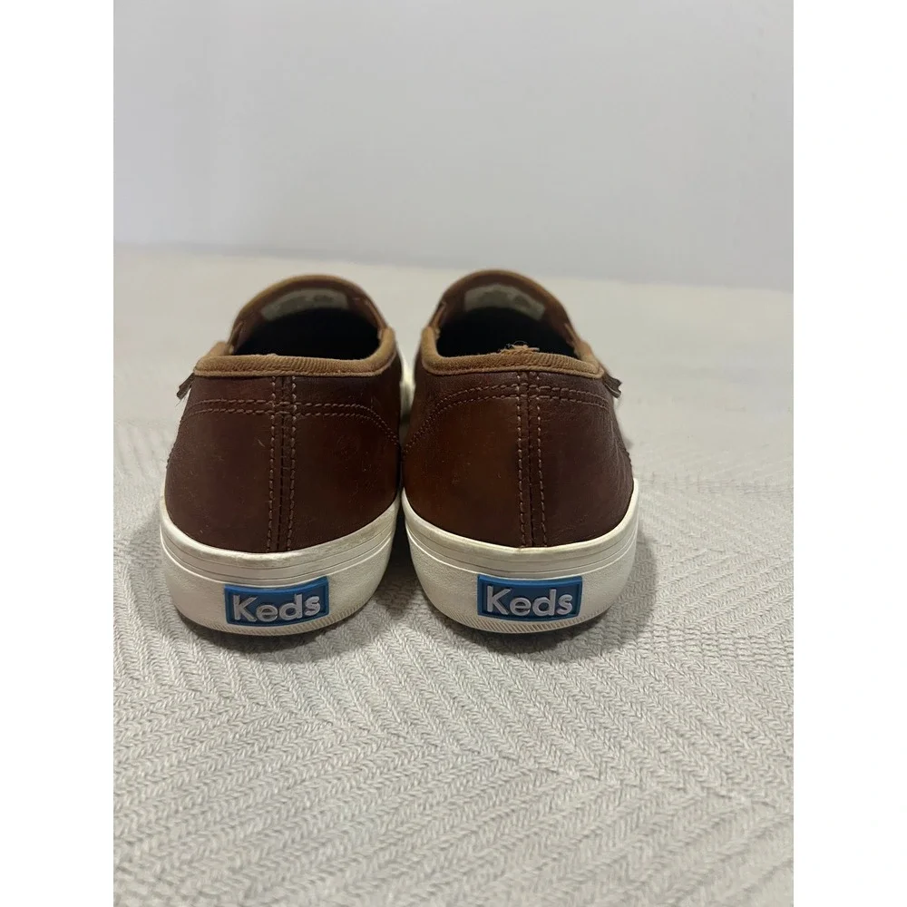 Keds Womens Double Decker Slip On Leather Sneaker Shoes, Cognac Size 7